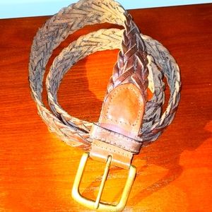 Vintage Leather Belt with Brass Buckle